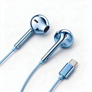 Chrome Coloured Wired Earphone Chrome Wired <b>Earbuds</b> Type C <b>Pink</b> Wired <b>Earbuds</b> Type C Chrome Headphones Chrome Wired Headphones - Product Image 2
