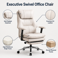 Chaise de bureau exécutive en cuir PU ALINUNU ODM OEM pour bureau 90-160 °   Chaise de bureau pivotante inclinable à dossier haut