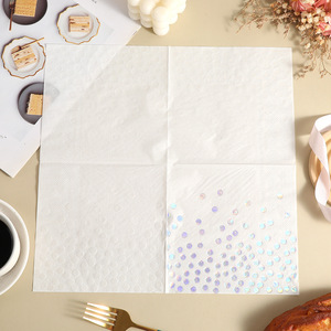 White Paper Napkins 330mm Holographic Polka Dots Disposable For Birthday Parties - Product Image 3