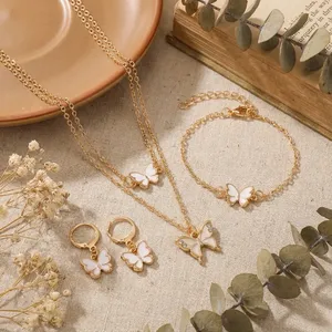 Set di Gioielli RINHOO con Orecchini Pendenti a Farfalla Smaltati Colorati, Bracciale e Collana, Elegante e Carino Set di Gioielli da Matrimonio per Uomo e Donna - Product Image 5