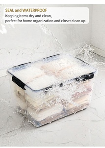 多目的工業用スクエア55リットル80リットル特大透明プラスチック衣類収納ボックス蓋付き - Product Image 6