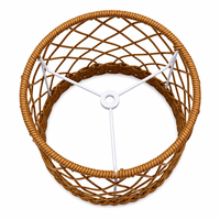 Abat-jour rond marron en rotin synthétique sur mesure, anti-moisissure, durable, style vintage, pour lampe de table d'intérieur
