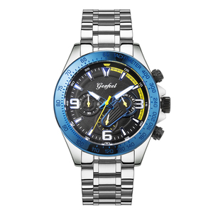 Montre chronographe sport pour homme avec logo personnalisé, cadran gaufré double couche, mouvement Seiko VD55, bracelet en cuir, montres de business - Product Image 2