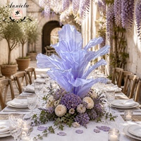 Grande fleur sculpturale géante en tissu ANNIELU, centre de table en organza lavande pour mariage, fête, scène, banquet, décoration d'allée