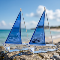 Trophée Voilier en Cristal K9 Premium, Grande Surface de Gravure, Design Multi-Styles, Récompense pour Équipe Championne et Reconnaissance des Employés