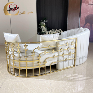 Latest Style Luxury Modern Stainless Steel <b>Sofa</b> Set with <b>Gold</b> Frame for Wedding Dining Apartment & Hotel Use - Product Image 3