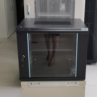 Armoire de serveur réseau murale 9U 19 pouces, porte en verre trempé noir, profondeur 450 mm