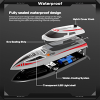 Barco teledirigido Flytec V003 2.4G de alta velocidad 25km/h, escala 1:16, alcance de 150m, refrigeración por agua, auto-nivelante, luz LED, control remoto