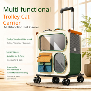 Sac à dos de transport pour animaux de compagnie 3-en-1, pliable, imperméable, avec roues amovibles, en toile respirante, pour chats et petits chiens - Product Image 1