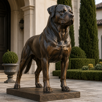 Sculpture de chien Rottweiler en bronze sur mesure pour l'extérieur, statue décorative de luxe pour entrée de villa, patio, pelouse, jardin, propriété