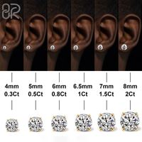 . 25 0,5 1 2 4 5 quilates Moissanite Pendiente Stud Iced Out Round Cut Tornillo Back Plata 10K 14K Oro Vvs Diamante Joyería fina Pendiente