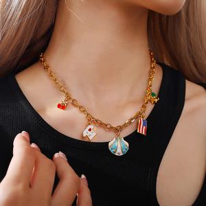 <b>Cross</b>-Border Trendy Personality Fashion Heart Waterproof Stainless Steel 18K Gold Plated Bamboo <b>Chain</b> DIY Pendant Unisex - Product Image 2