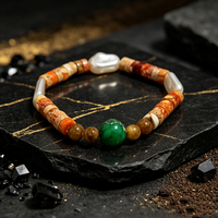 Bracelets de guérison faits à la main de 17 cm, unisexes, colorés, en pierre d'empereur teinte, bracelets à perles tendance, pierres naturelles, bracelets raffinés, cadeau