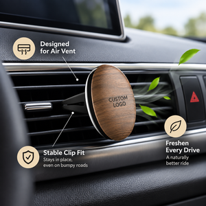Diffuseurs <span class=keywords><strong>d</strong></span>'<span class=keywords><strong>air</strong></span> pour voitures de haute qualité avec logo personnalisé, dessus en bois, matériau métallique, clip magnétique, parfum longue durée, boîte cylindrique - Product Image 1
