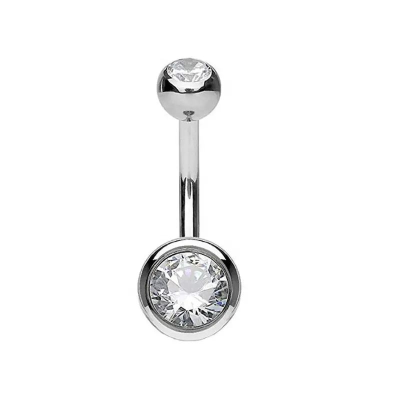 Implant Grade 23 Titanium Internally Threaded Double Jeweled Naval Belly Ring