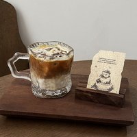 Mug en verre de luxe nordique à texture d'écorce irrégulière avec poignée, tasse à café unique effet glacier pour latte glacé, cadeau idéal pour café
