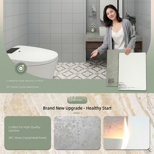 Panneau mural en PVC marbré avec revêtement UV, panneau mural SPC, imperméable, ignifuge, panneau de décoration intérieure pour salle de bain, WPC - Product Image 1