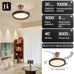 Ventilateurs de plafond sans pales rétractables invisibles de 42 pouces avec moteur CC 6 vitesses et lumières, pour la maison, la cuisine, la chambre à coucher, avec télécommande - Product Image 6