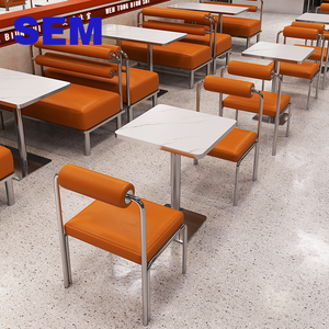 Industrial Style Restaurant Furniture Stainless Steel Wall Card Seat <b>Dining</b> <b>Tables</b> Chairs for Coffee Shops <b>Bars</b> Custom - Product Image 1