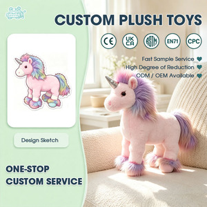 Boneka Unicorn Pink Grosir, Mainan Boneka Lembut Berbulu Pelangi dengan Hiasan Bordir untuk Hadiah Anak Perempuan - Product Image 1