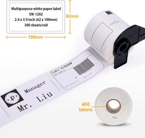Étiquettes d'expédition compatibles avec le DK-1202 <span class=keywords><strong>Brother</strong></span> (2-3/7 "X 4") Papier blanc découpé à l'emporte-pièce pour l'imprimante QL-700 QL 820NWB <span class=keywords><strong>300</strong></span> étiquettes/rouleau - Product Image 4