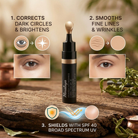 Correcteur Lumineux 3-en-1 OEM/ODM SPF 40 avec Protection Solaire Minérale, Couvre-Cernes, Sérum Anti-Âge aux Peptides et Embout Rafraîchissant