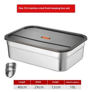 صندوق غداء مستطيل من الفولاذ المقاوم للصدأ 316 مع غطاء بلاستيكي صديق للبيئة، معبأ في كرتون، محكم الإغلاق لحفظ الفواكه والطعام، سعة 1-3 لتر - Product Image 6