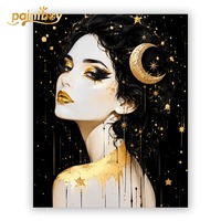 Peinture sur toile DIY par numéros, design moderne de femmes nues avec peintures multicolores 40x50cm