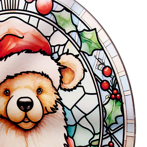 <b>Cute</b> Lovely Santa Hat <b>Bear</b> Stained Glass Suncatcher Stained Glass Effect Window Wall Hanging Christmas Ornament - Product Image 6