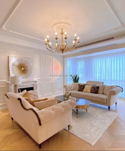 Francés antiguo Beige sofá Palacio clásico tallado a <span class=keywords><strong>mano</strong></span> 1 <span class=keywords><strong>2</strong></span> 3 combinación Beige terciopelo sofá conjunto muebles sala de estar sofá - Product Image 1
