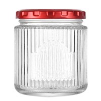 Pot en verre côtelé résistant à la chaleur, récipient de stockage alimentaire de qualité alimentaire avec couvercle métallique hermétique pour nid d'oiseau, soupe de poisson, dessert