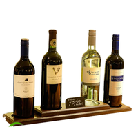 Support à vin en bois unique et antique pour 4 bouteilles, présentoir décoratif et plateau de service pré-assemblé