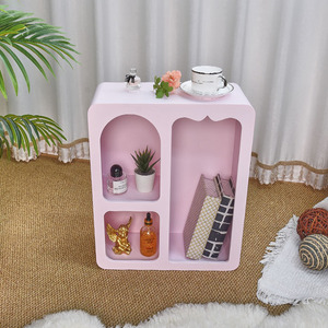 Nordic Modern Design Pink Wooden <b>Wall</b> Hanging Bookshelf French Display <b>Book</b> Corner Shelf Home Decor School Living Room - Product Image 4