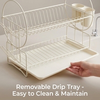 Égouttoir de cuisine double couche autoportant non pliable, facile à assembler, pour le rangement de vaisselle et d'assiettes