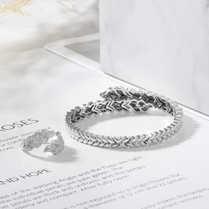 Thổ Nhĩ Kỳ Cổ Điển Mở Bangle Nhẫn <span class=keywords><strong>Set</strong></span> Rose Gold Bạch Kim Ba Màu Sắc Đồng Cho Đám Cưới Đảng Engagement Món Quà Kỷ Niệm - Product Image 3