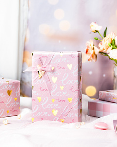 Romantic wedding wrapping <b>paper</b> romantic Valentine's Day wrapping <b>paper</b> golden heart wrapping <b>paper</b> customizable double sided - Product Image 4