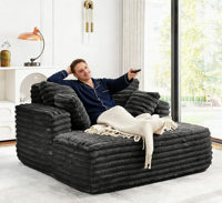 Chaise longue surdimensionnée pour l'intérieur, canapé-lit en fausse fourrure moelleuse avec oreillers et accoudoirs larges, canapé nuage confortable et moelleux
