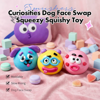 Jouet à presser en caoutchouc souple à rebond lent, modèle visage de chien transformable, le best-seller