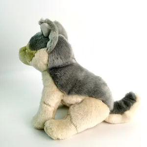 Produsen mainan hewan boneka Hadiah Serigala seperti hidup abu-abu perak kecil menggemaskan untuk anak-anak