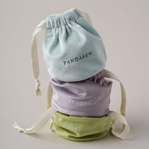 Pandasew กระเป๋าหนังนิ่มทรงกลมแบบผูกเชือกสำหรับใส่ต่างหูแหวนกำไลข้อมือสร้อยคอกิ๊บติดผมของขวัญกระเป๋าเครื่องประดับ - Product Image 6