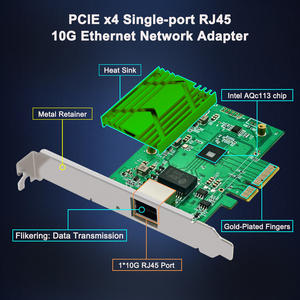 อะแดปเตอร์เครือข่ายอีเทอร์เน็ต10g RJ45พอร์ตเดียว X4 PCIe - Product Image 2