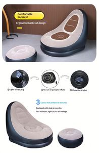 Set Furniture New <b>Inflatable</b> + Foot Pump Pvc Flocking Recliner <b>Sofa</b> Living Room Chair - Product Image 4