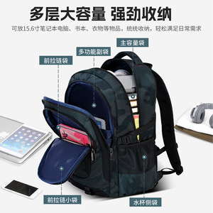 Zhima Student <b>Backpack</b> 18 In Unisex School Education <b>Large</b> <b>Capacity</b> With Interior Zipper Pocket - Product Image 3