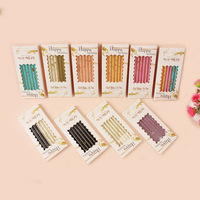 Lot de 6 bougies d'anniversaire à longue tige, sans fumée, faites à la main, couleur unie, feuille d'or, design créatif en forme de crayon, cire de paraffine, pour gâteau de fête, nouveauté