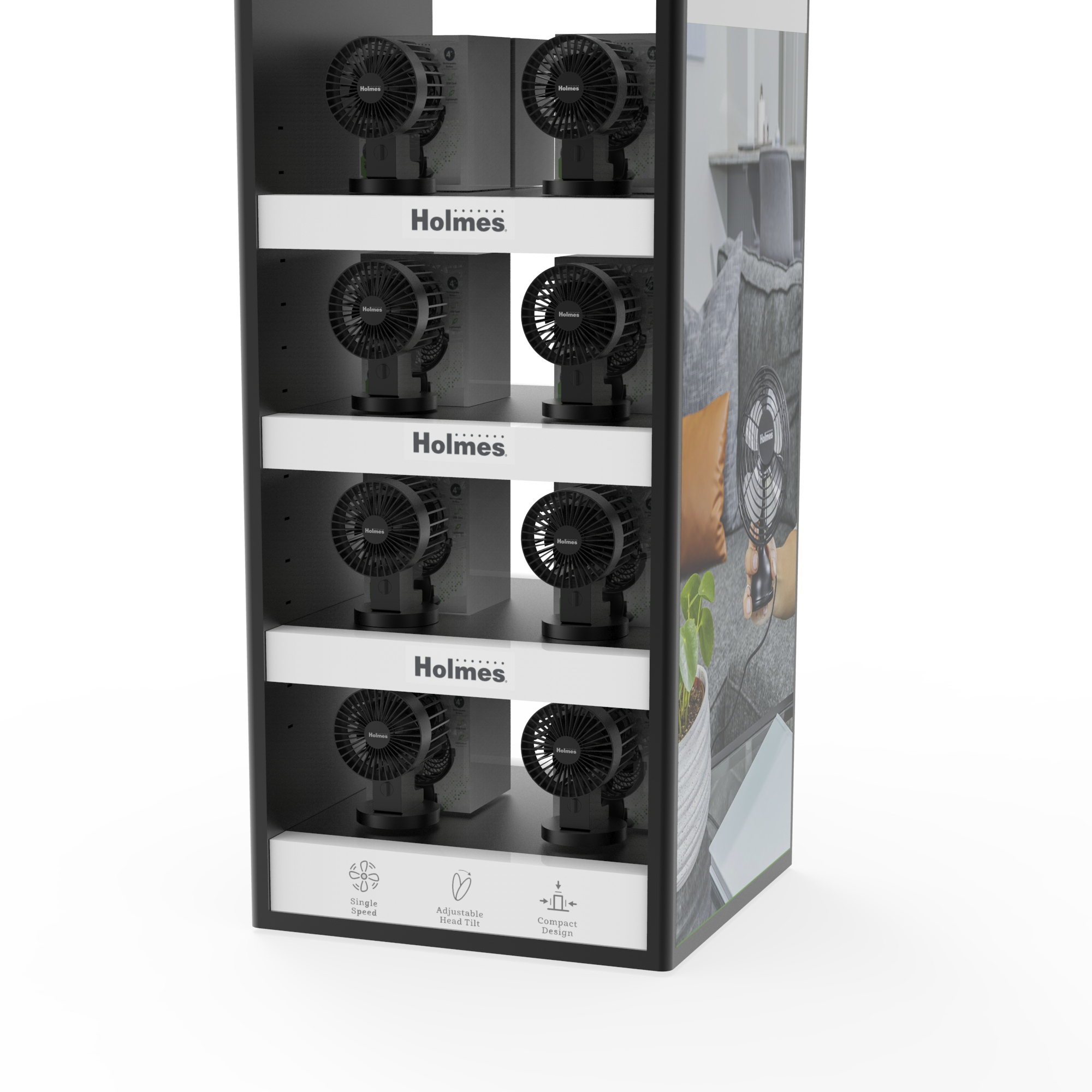 Small Household Fan with Metal Laminate Display Frame for Supermarket Shelves — view 4