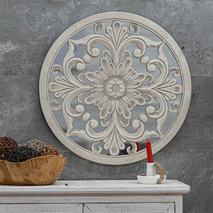 Décoration murale rustique pour la maison : Panneaux ronds décoratifs en MDF blanc vieilli, faits à la main, pour salon - Product Image 1