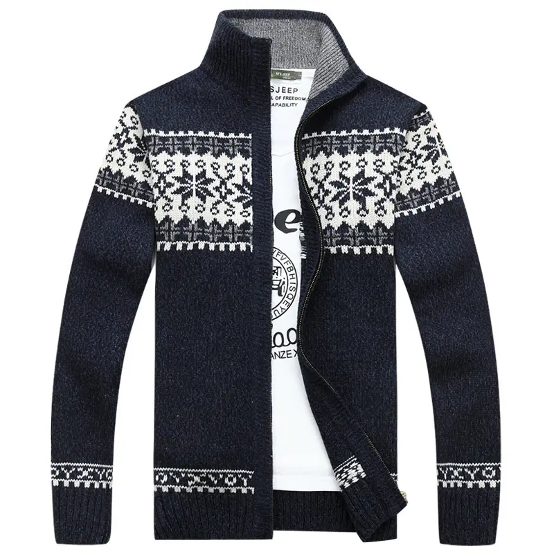 collar Blue Literature Nordic Thick Thread christmas sweater wholesale cardigan men jacket