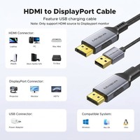Câble HDMI vers DP unidirectionnel Mindpure avec alimentation USB, 4K 60Hz, 2K 144Hz, puce CS5801AN pour ordinateur portable, console vers moniteur DP