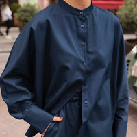 Chemisier décontracté ample et pantalon Palazzo 2 pièces Ensembles modestes printemps 2025 CO Ord ensemble femmes portent des ensembles de vêtements modestes