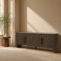 Console multimédia Astor en bois de chêne massif, plateau en marbre, style moderne et antique, meuble TV pour salon et chambre